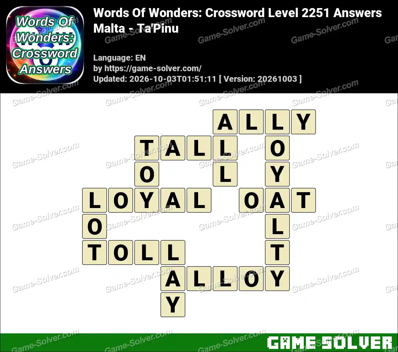 Words Of Wonders: Crossword Level 2251 Answers – Malta – Ta’Pinu